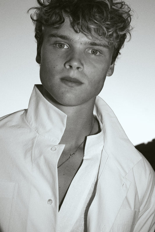Bone White Hemp-Blend Stand-Collar Shirt Jacket
