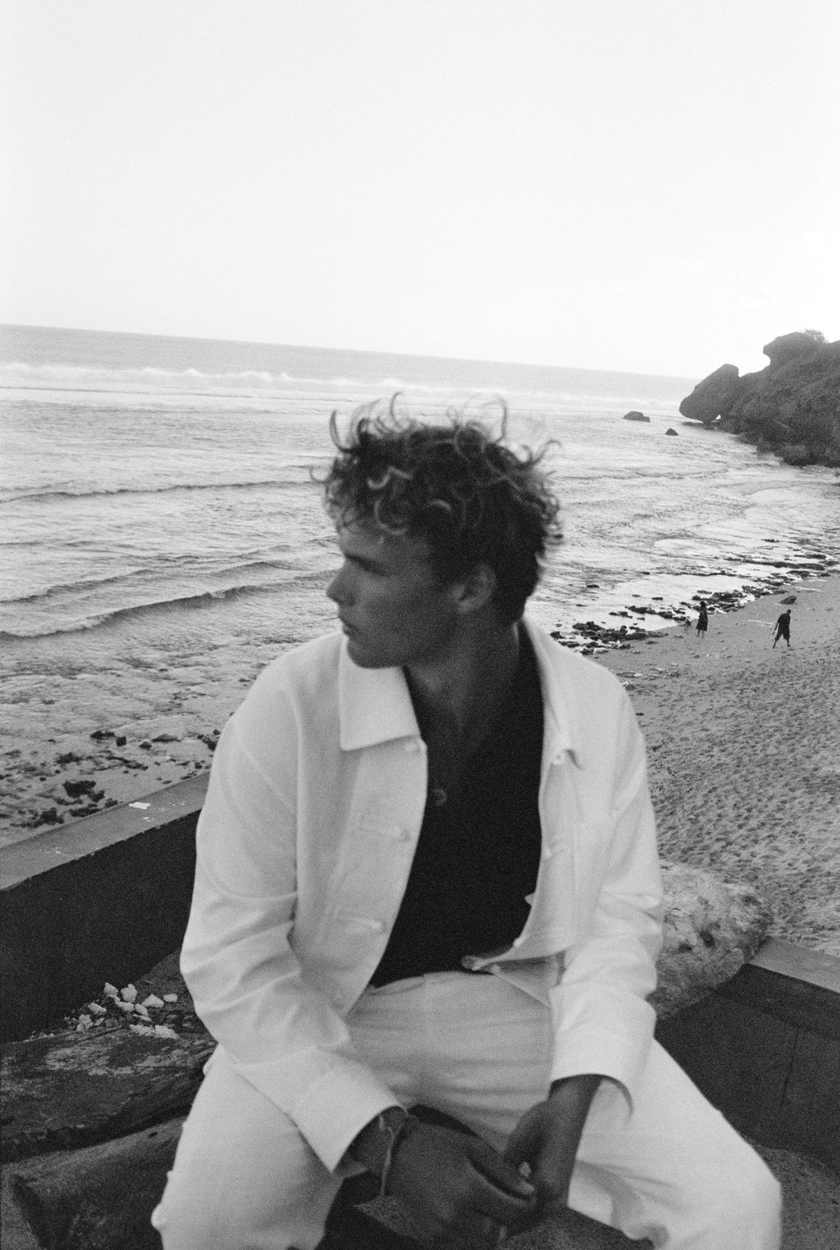 Frog-Closure Linen Shirt Jacket