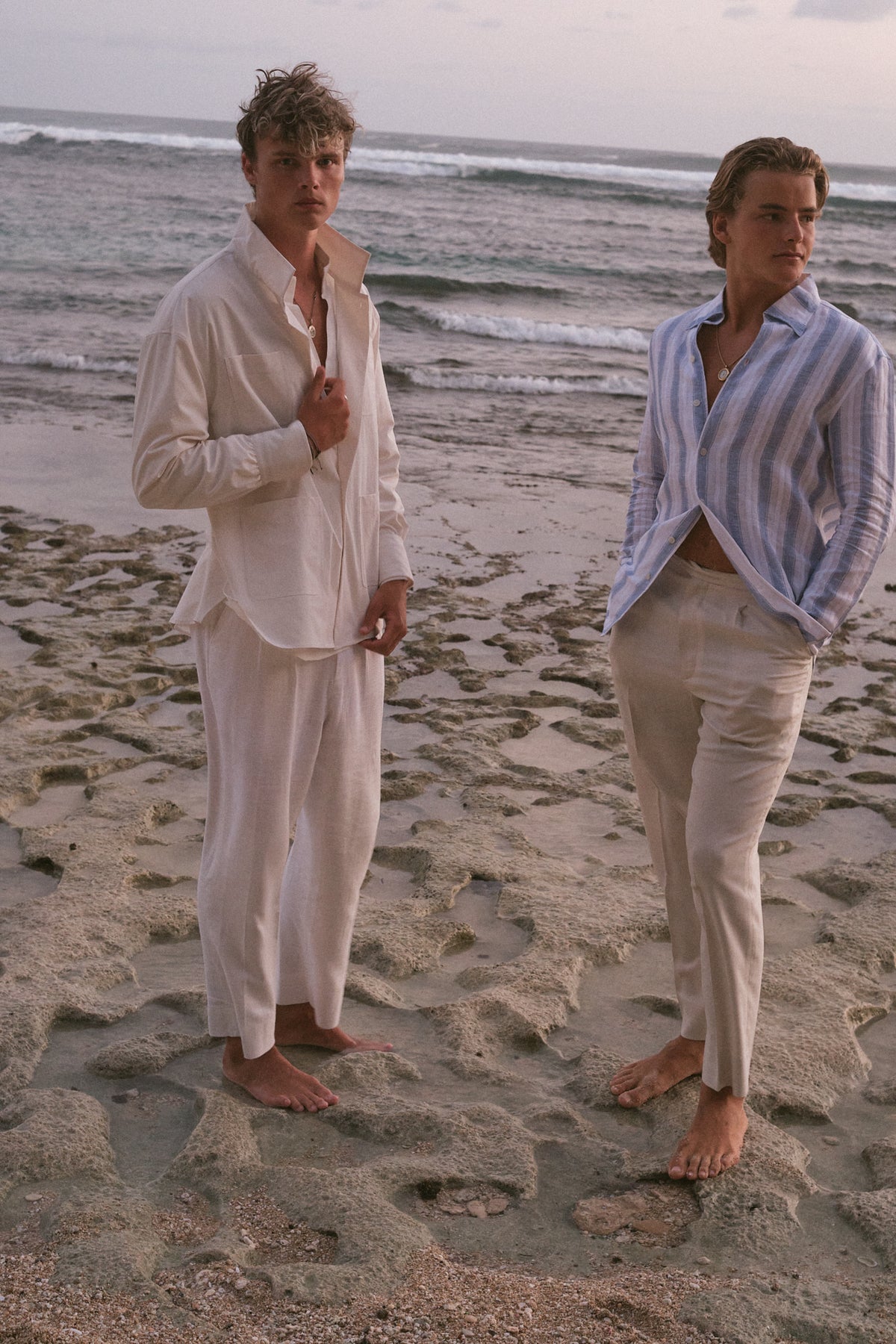 Bone White Hemp-Blend Stand-Collar Shirt Jacket