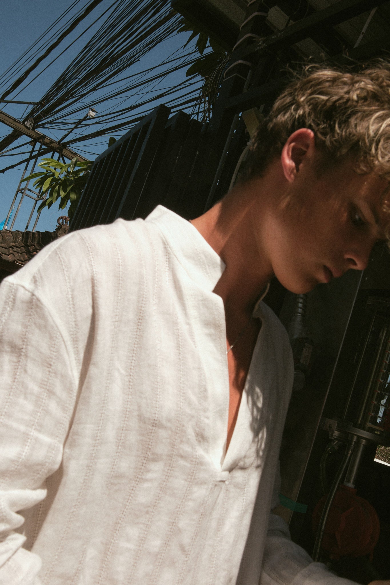 Openwork Stripe Linen Shirt 08